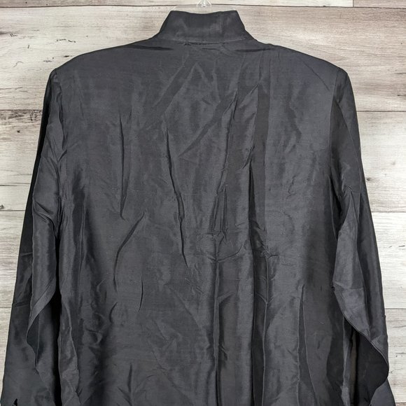 Yi Lin* Women's Long Sleeve Button Down Curved Hem‎ Floral Silk Blouse~ Large - Picture 3 of 11